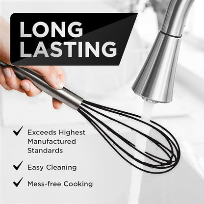 Silicone Whisk Set of 3 - Stainless Steel & Silicone Non-Stick Coating – wisking tool, Whisking, mini whisk, whisks for cooking (12-inch, 10-inch & 8.5-inch), egg whisk - Image 3