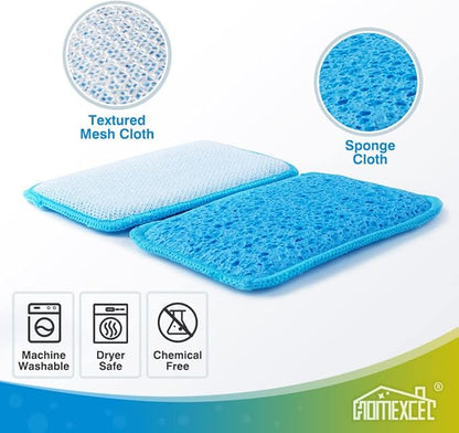 12 Pack Scrub & Wipe Cloths, Dual-Sided Sponges for Kitchen, All-Purpose Cloth for Dishes, Pots, Pans, Non-Stick Cookware, Countertops (Red, Yellow, Blue) - Image 3