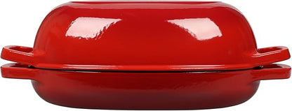 EDGING CASTING Enameled Cast Iron Oval Dutch Oven Pot with Lid, Dutch Oven for Sourdough Bread Baking, Bread Oven, Bread Dutch Oven, Oval Bread Pan, 5qt, Red
