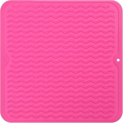 MicoYang Silicone Dish Drying Mat for Multiple Usage,Easy clean,Eco-friendly,Heat-resistant Silicone Mat for Kitchen Counter or Sink,Refrigerator or Drawer liner Rose M 12 inches x 12 inches by MicoYang