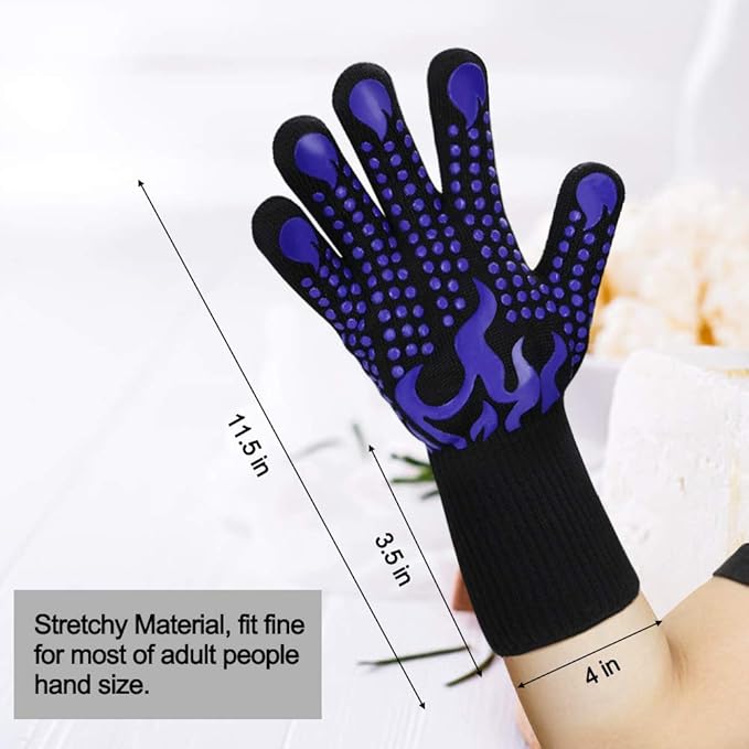 Comsmart BBQ Gloves, 1472 Degree F Heat Resistant Grilling Gloves Silicone Non-Slip Oven Gloves Long Kitchen Gloves for Barbecue, Cooking, Baking, Cutting - Image 3