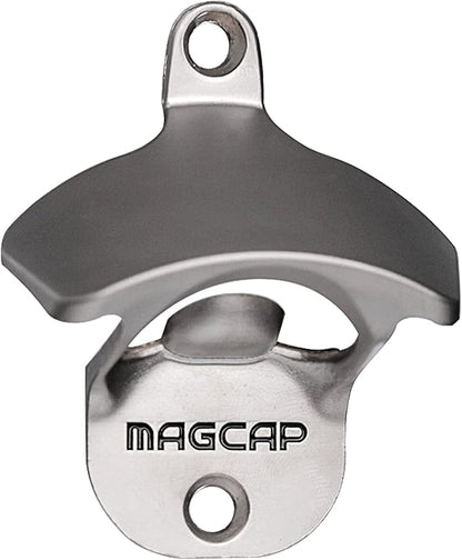 Outdoor Bottle Opener Wall Mounted - Style Magnetic Beer Bottle Opener that Catches Caps - Easy to Install and Incredibly Convenient by MAGCAP