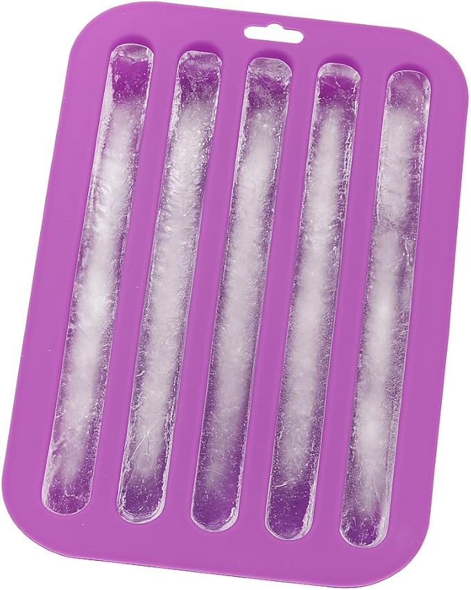 HIC Kitchen Silicone Water Bottle Ice Tray, Non-Stick, Set of 2, Each Tray Makes 5 Long Ice Sticks