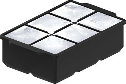 KitchFort Large Silicone Ice Cube Tray (2-Pack), Easy Release 2" Big Ice Cubes - Cocktail, Whiskey Ice Cubes Mold - Ice Trays for Freezer with Lid - Stackable Silicone Ice Tray - Black - Image 4