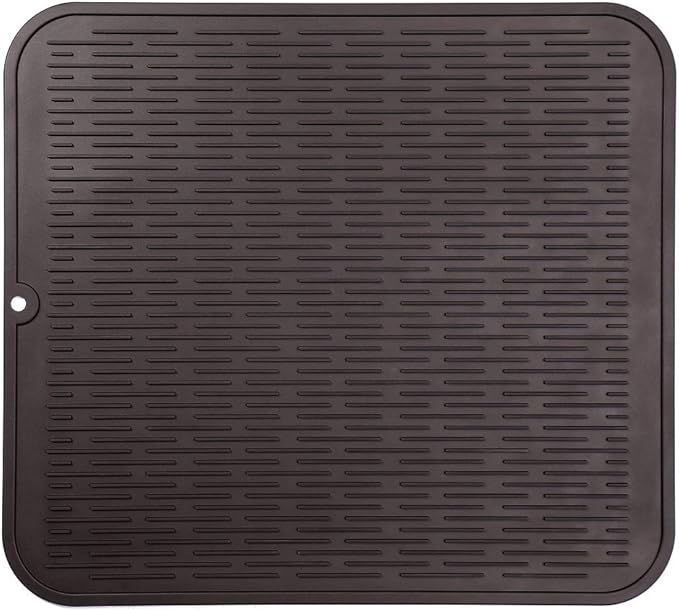 MicoYang Silicone Dish Drying Mat for Multiple Usage,Easy clean,Eco-friendly,Heat-resistant Silicone Mat for Kitchen Counter or Sink,Refrigerator or Drawer Liner Coffee XL 18 inches x 16 inches by MicoYang