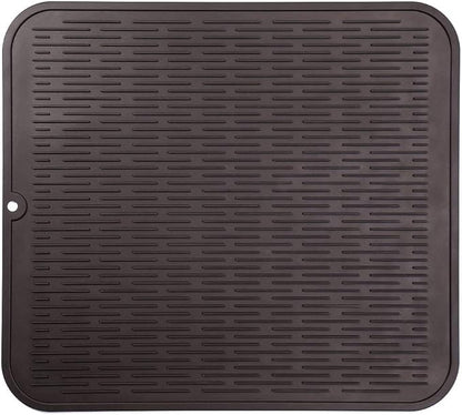 MicoYang Silicone Dish Drying Mat for Multiple Usage,Easy clean,Eco-friendly,Heat-resistant Silicone Mat for Kitchen Counter or Sink,Refrigerator or Drawer Liner Coffee XL 18 inches x 16 inches by MicoYang