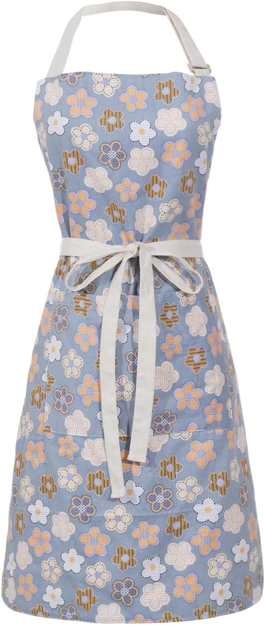 Aoomzoon Kitchen Aprons for Women with 2 Pockets,Double Sided Vintage Adjustable Apron for Gardening Cooking Arting Painting by Aoomzoon