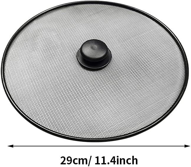 Splatter Screen, Frying Pan Splatter Screen, Splash Guard Lid with Knob, Extra Fine Mesh Splash Guard Pot Lid,Iron Coating Grease Guard Frying Pan Cover for Cooking(size:29cm) - Image 2