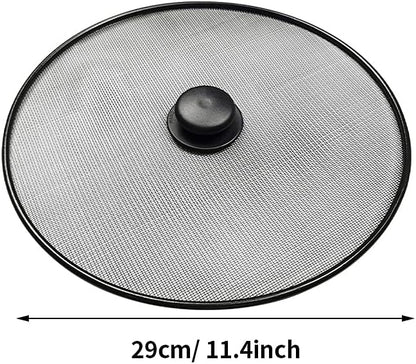 Splatter Screen, Frying Pan Splatter Screen, Splash Guard Lid with Knob, Extra Fine Mesh Splash Guard Pot Lid,Iron Coating Grease Guard Frying Pan Cover for Cooking(size:29cm) - Image 2