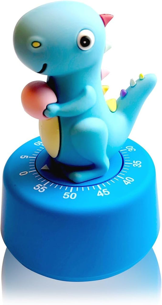 Timers, Classroom Timer for Kids, Kitchen Timer for Cooking, Desk Time Tracker, Small Mechanical Timer for Study, Workout, Shower, Baking Countdown (Blue Dinosaur)
