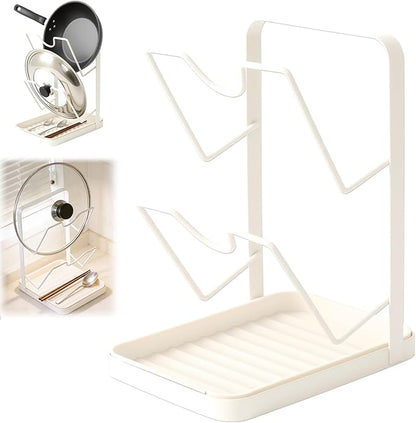 Kitchen Pot Lid Storage Rack,Pot Lid Organizer,Kitchen Pot Lid Holder While Cooking,Space-Saving Lids Racks,Multifunctional Kitchen Pots Lids Organizer for Countertop(Beige) by Unknown