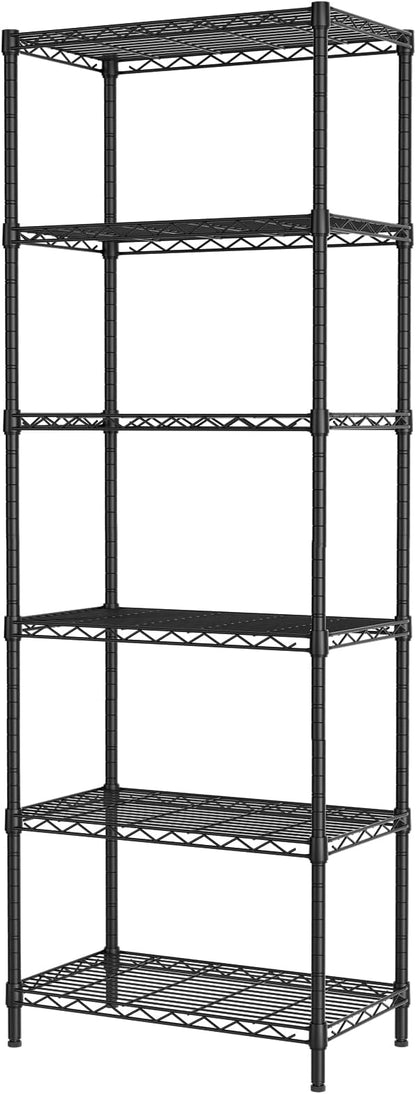 SINGAYE 6 Tier Adjustable Storage Shelf Wire Shelving Unit Metal Shelves Standing Closet Bathroom Organizers Pantry Kitchen Garage Laundry Room Organization Home Rack 12" D X 22" W X 69.5" H Black by SINGAYE