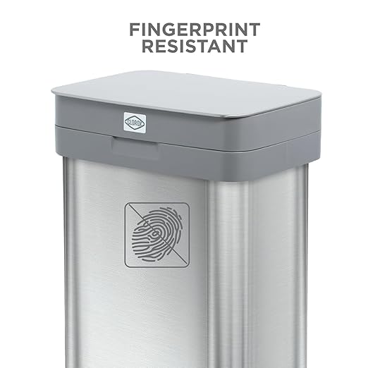 Clorox 13 Gallon Trash Can - 50L Kitchen Trash Can with Wide Step Pedal - Rectangular Stainless Steel Garbage Bin with Hinged Rim and Odor Protection - Image 9