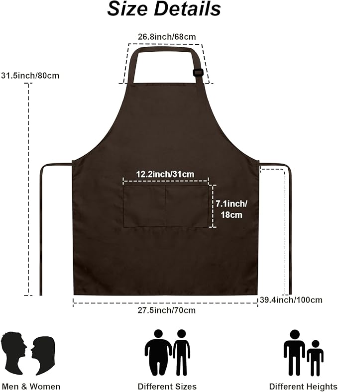15 Pcs Adult Aprons Bulk with Pockets Adjustable Bib Chef Apron for Women Men Painting Cooking Crafting (S/L) - Image 5