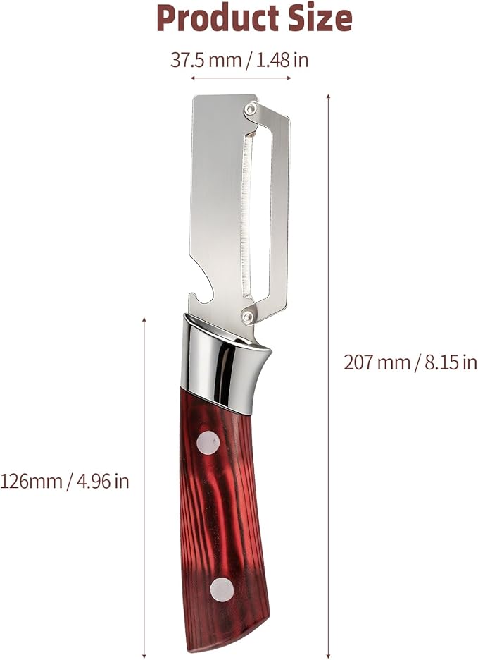 Multifunctional Vegetable Peeler, 2 in 1 Stainless Steel Fruit Veggie Peeler, Handheld Potato Peeler Knife with Bottle Opener Kitchen Tool for Peeling Carrrot Pineapple Pumpkin Papaya(2 Pack) - Image 2