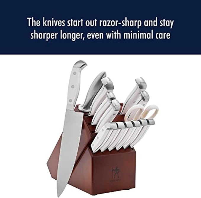 HENCKELS Statement Razor-Sharp 15-Piece White Handle Knife Set with Block, German Engineered Knife Informed by over 100 Years of Mastery - Image 7