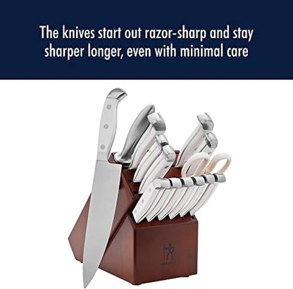 HENCKELS Statement Razor-Sharp 15-Piece White Handle Knife Set with Block, German Engineered Knife Informed by over 100 Years of Mastery - Image 7
