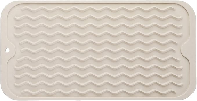 MicoYang Silicone Dish Drying Mat for Multiple Usage,Easy clean,Eco-friendly,Heat-resistant Silicone Mat for Kitchen Counter or Sink,Refrigerator or Drawer Liner Tapioca S 12 inches x 6 inches by MicoYang