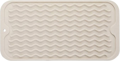 MicoYang Silicone Dish Drying Mat for Multiple Usage,Easy clean,Eco-friendly,Heat-resistant Silicone Mat for Kitchen Counter or Sink,Refrigerator or Drawer Liner Tapioca S 12 inches x 6 inches by MicoYang