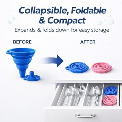 3PCS Silicone Funnel Set, Flexible Rubber Kitchen Funnels for Filling Bottles, Small Medium Large Food Grade Funnel for Essential Oils, Spices, Powder, Cooking, Liquid, Perfume, Flask - Image 3