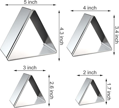 Equilateral Triangle Cookie Cutter Set Large - 5 Inch, 4 Inch, 3 Inch, 2 Inch - Geometric Frame Plaque Cookie Cutters Shapes Molds - Stainless Steel