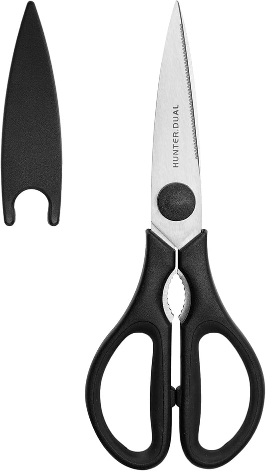 Kitchen Scissors for Food, HUNTER.DUAL Heavy Duty Come Apart Poultry Shears for Cooking, All Purpose for Cutting Chicken, Meat, Fish & Vegetables (Black, 8.35 Inch) by HUNTERDUAL