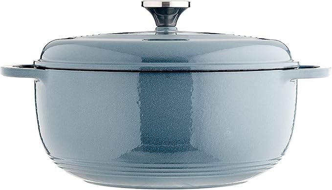 Lodge Essential Enamel Cast Iron Dutch Oven with Lid - Oven-Safe Enamel Cookware up to 500° F - Heat-Retaining Braising & Roasting Pot - Non-Toxic Cookware - 7.5 Quart, Storm Blue - Image 2