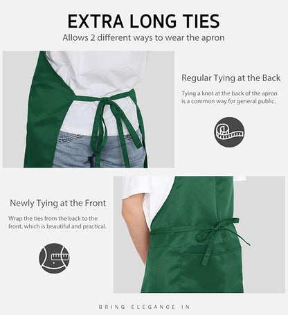 Syntus Apron for Men Women, Adjustable Cooking Kitchen Chef Aprons with 2 Pockets, Cotton/Polycotton/Polyester - Image 6