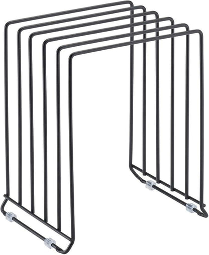 mDesign Pot Lid and Pan Rack — Metal Wire Rack for Cabinets, Pantries or Kitchen Surfaces — Freestanding Pan Stand with 5 Slots for Pans, Pots, Lids and Crockery — Black - Image 8