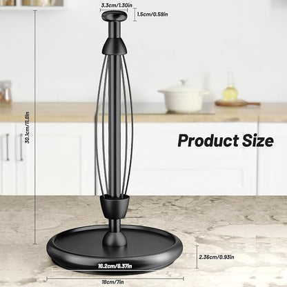 VEHHE Paper Towel Holder Countertop with Weighted Base, One-Handed Tear Paper Towel Holder with Damping Function and EVA Non-Slip Pad for Bathroom and Kitchen (Black) - Image 4