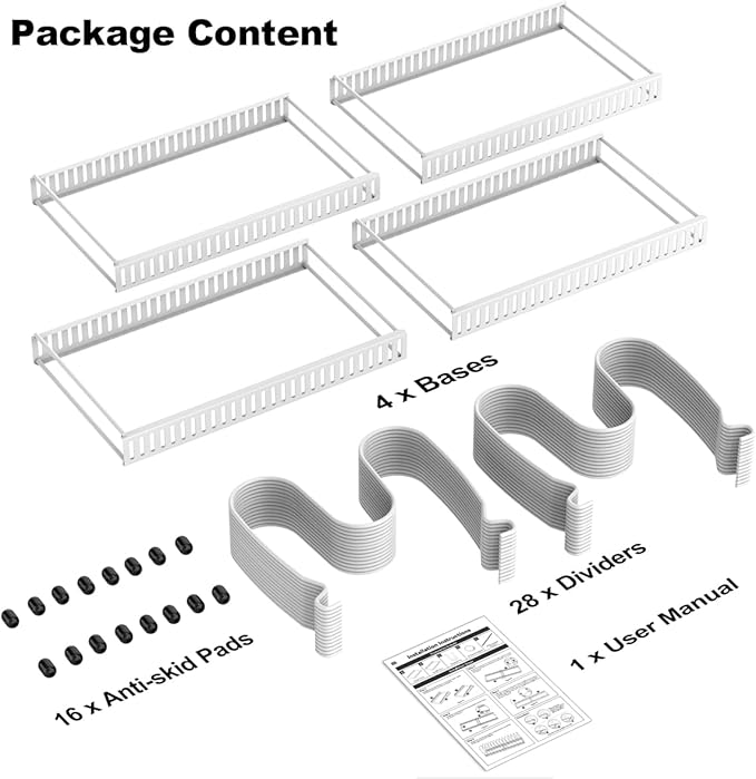 Housolution 2 Pack Pot and Pan Organizer, 12"-23" Expandable Pot Lid Organizer with 14 Adjustable Dividers, Pan Lid Holder Storage Rack for Cabinet, White - Image 7
