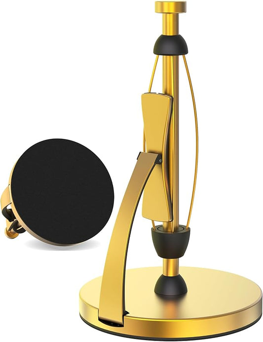 VEHHE Gold Paper Towel Holder Countertop, One-Handed Tear, Stainless Steel, Stand Paper Towel Holder with Spring Activated Arm & Non Slip Weighted Base, for Kitchen Bathroom by VEHHE