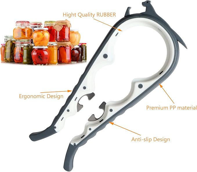 Latest Jar Opener Bottle Opener for Weak Hands, 6 in 1 Multi Function Can Opener Bottle Opener Kit with Silicone Handle Easy to Use for Children, Elderly and Arthritis Sufferers(JAR-White3.0) - Image 6