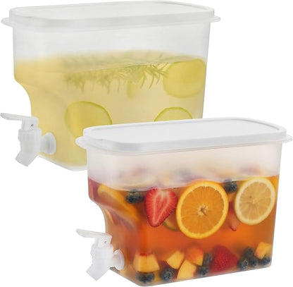 Jucoan 2 Pack 0.9 Gallon Fridge Beverage Drink Dispenser with Leak-proof Spigot, Plastic Cold Drink Juice Beverage Dispenser Jug for Party Drink, Juice, Iced Tea, Lemonade, Cold Brew by Jucoan