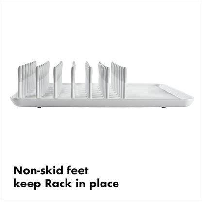 OXO Good Grips Compact Dish Rack Biscuit | For Dishware | 13-3/4 x 10-3/8 x 3-1/2 Inch | Non-Skid Feet | Pack of 4 - Image 6