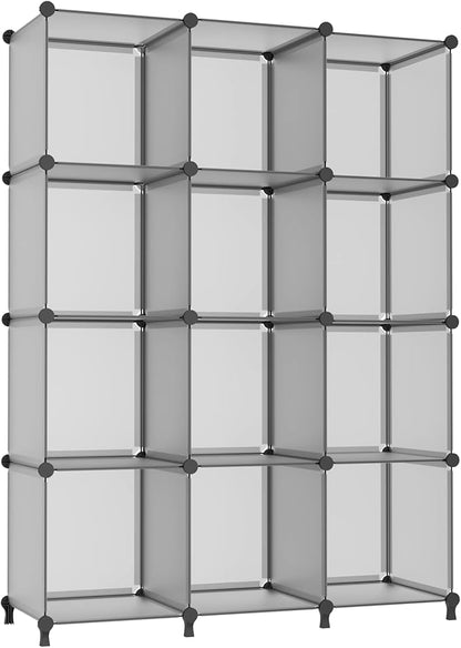 AWTATOS Cube Storage Organizer Closet Storage Cubes Shelves Bookshelf Clothes Organizer DIY Plastic 12 Cube Shelves for Home, Bedroom, Grey ULPZ022 by AWTATOS