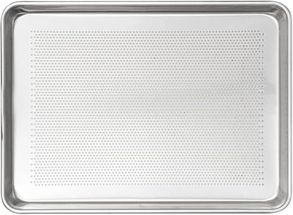 Restaurantware 1 Perforated Bakery Sheet Pan, 18 x 13 Inch Industrial Baking Tray, Rimmed Edges, Endures Up To 392F, Aluminum Half-Baking Sheet, Dishwashable, Ideal For Baking Or Roasting