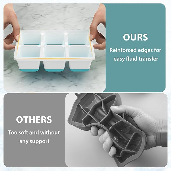 Optish Large Ice Cube Molds, 3 Pack Whiskey Square Ice Molds, 1.8 Inch Big Ice Cube Tray, Stackable Cocktail Ice Tray with Lid, Easy to Release (Blue) - Image 3