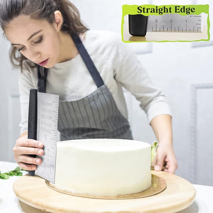 HULISEN Large Bench Scraper for Baking, 10 inch Dough Pastry Scraper with Measuring Scale, Stainless Steel Cake Scraper, Pizza Cutter, Food Chopper, Bread Separator Knife - Image 5