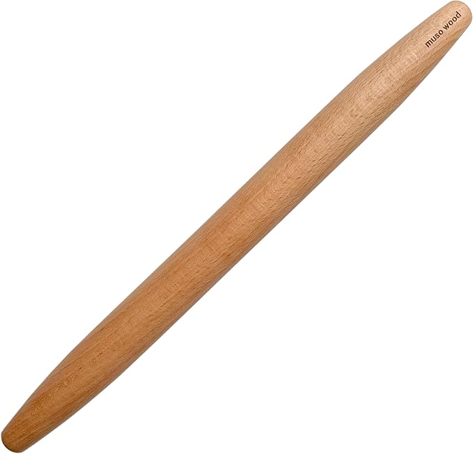 Muso Wood Wooden French Rolling Pin for Baking, Beech Wood Tapered Rolling Pin for Fondant Pie Crust Cookie Pastry(French 17.5-Inch) by Musowood