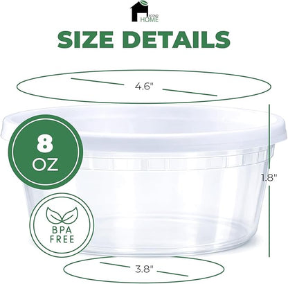 EconoHome Clear Deli Containers with Lids - 240-Pack, 8oz Plastic Containers with Lids for Food Storage, Meal Prep, Leftover, Restaurant Business, Takeout - Fridge, Microwave & Freezer-Safe - Image 3