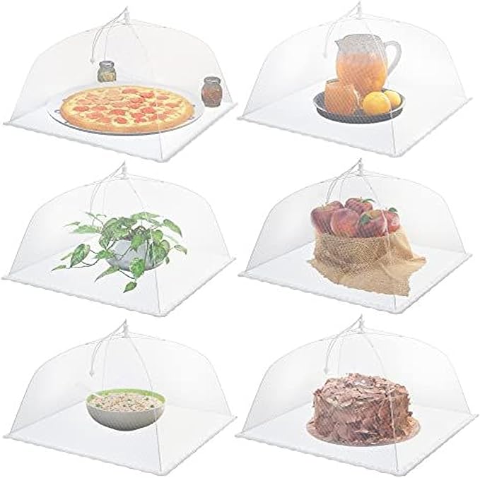 Simply Genius Pop-Up Mesh Food Covers - 17 x 17 in, White, 6 Pack, Large & Tall - Reusable & Collapsible Food Tents for Outdoor Serving by SimplyGenius
