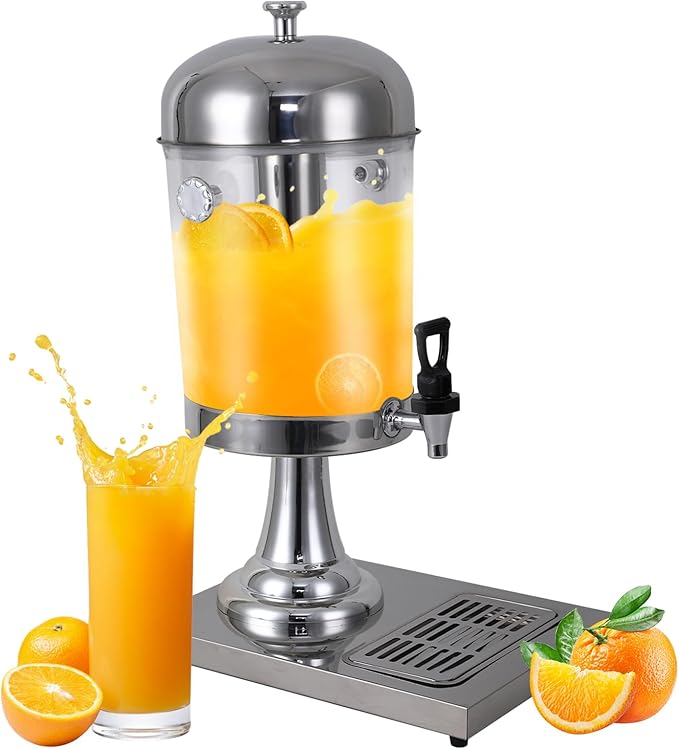2.2 Gallon Drink Dispensers for Parties, Beverage Dispenser with Stand, Commercial Hot Cold Juice Dispenser with Ice Container and Stainless Steel Drip Trays for Beer, Water Lemonade by BAVNNRO
