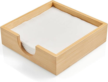 Bamboo Napkin Holder for Table, Napkins Holders For Paper Napkins, Flat Napkin Holder for Luncheon, Napkin Holders for Kitchen Dinner Table Decor, Napkin Dispenser for Indoor & Outdoor Use
