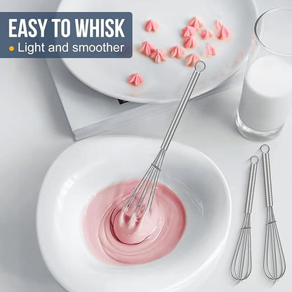Eddeas Small Whisk Stainless Steel, Mini wire whisk 3 Pieces, 5in, 6in & 7in Tiny Whisks Perfect for Whisking, Beating, Mixing Sauces & Blending Ingredients. - Image 8