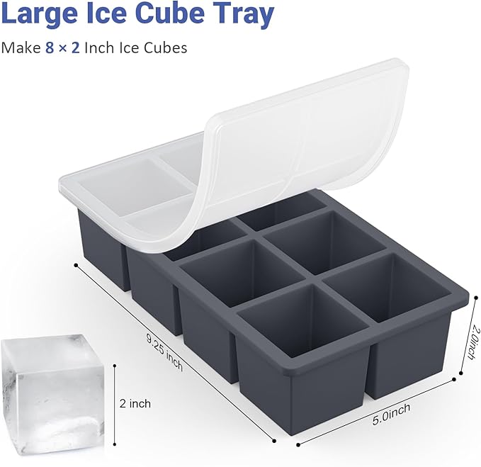 Large Ice Cube Trays for Whiskey: GGOW Big Silicone Ice Cube Trays 2Inch - Huge Square Ice Cubed Tray for Whisky and Cocktail - Image 4