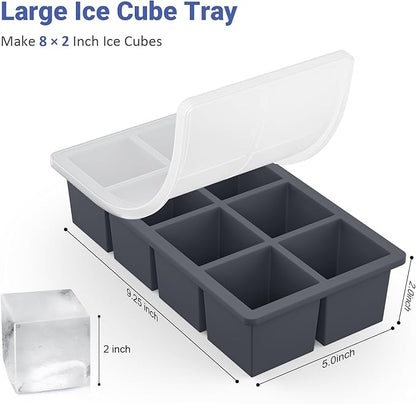 Large Ice Cube Trays for Whiskey: GGOW Big Silicone Ice Cube Trays 2Inch - Huge Square Ice Cubed Tray for Whisky and Cocktail - Image 4