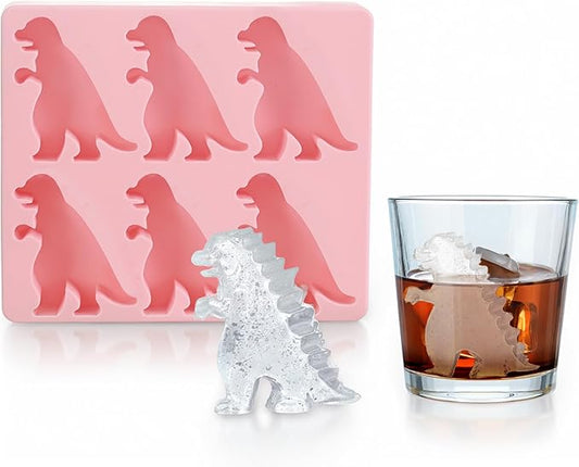 Monster Ice Mold, Dinosaur Ice Cube Tray, Homemade Flavored Frozen Large Silicone Cube Mold Maker, 6 Giant Whiskey