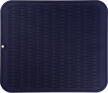 MicoYang Silicone Dish Drying Mat for Multiple Usage,Easy clean,Eco-friendly,Heat-resistant Silicone Mat for Kitchen Counter or Sink,Refrigerator or Drawer Liner Navy Blue 2XL 24 inches x 18 inches by MicoYang