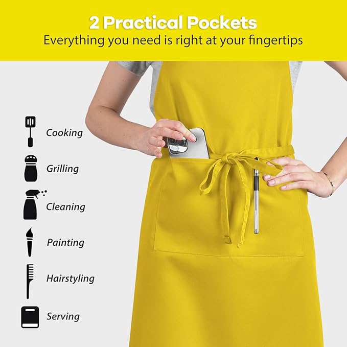 ROTANET Extra Large Apron for Men Adjustable Bib Aprons with 2 Pockets Cooking Kitchen Women Chef Water & Oil Resistant - Image 4